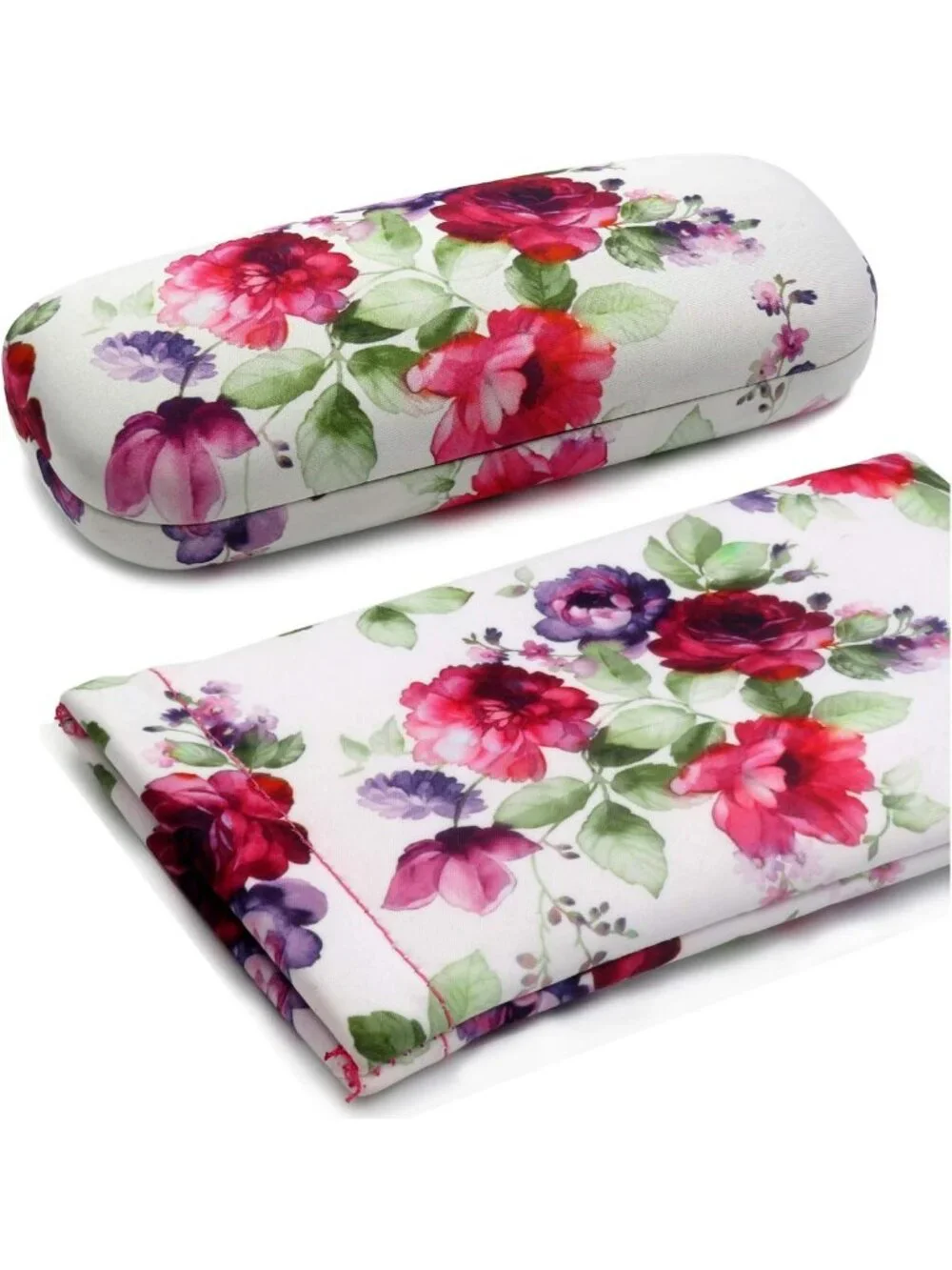Stylish Hard Shell Eyeglass Case | Protective Glasses Case with Pouch & Cloth